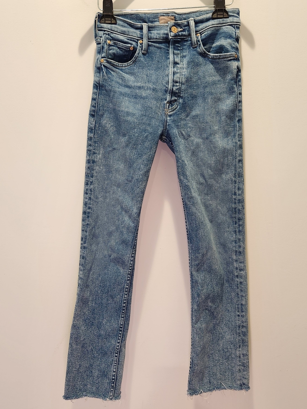 MOTHER The Tomcat Ankle Fray On The Road Cropped Jeans Stretch Size 26